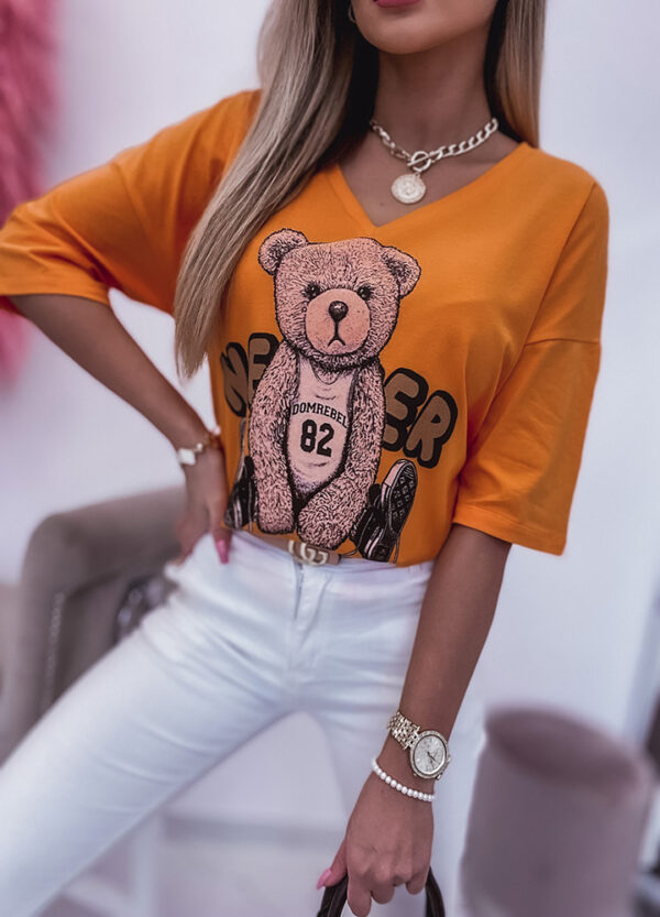 T-SHIRT Z NADRUKIEM ORANGE-595397