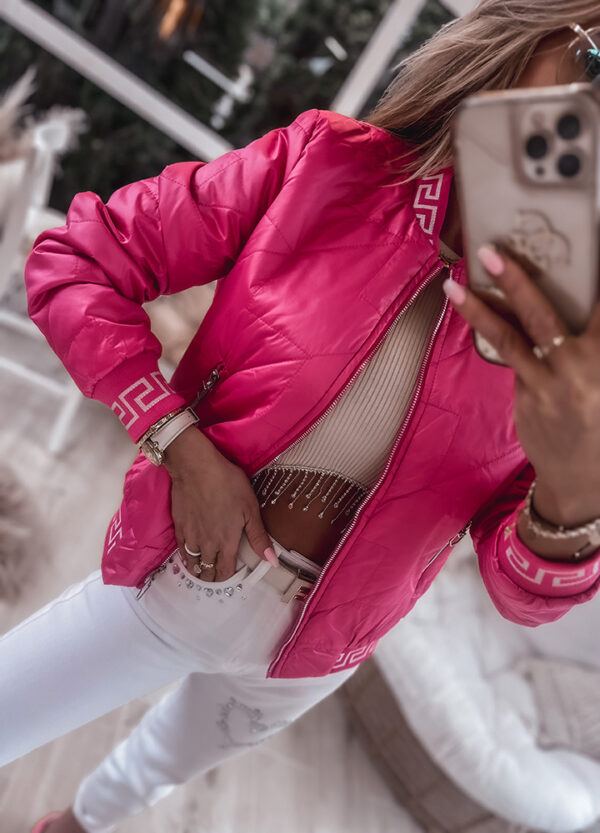 KURTKA BOMBER Z PIKOWANIEM PINK-596983