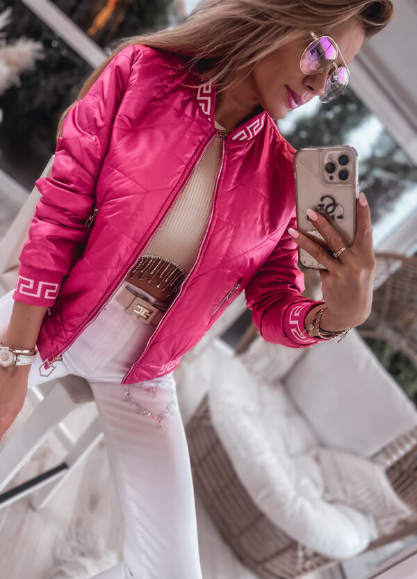 KURTKA BOMBER Z PIKOWANIEM PINK-596984