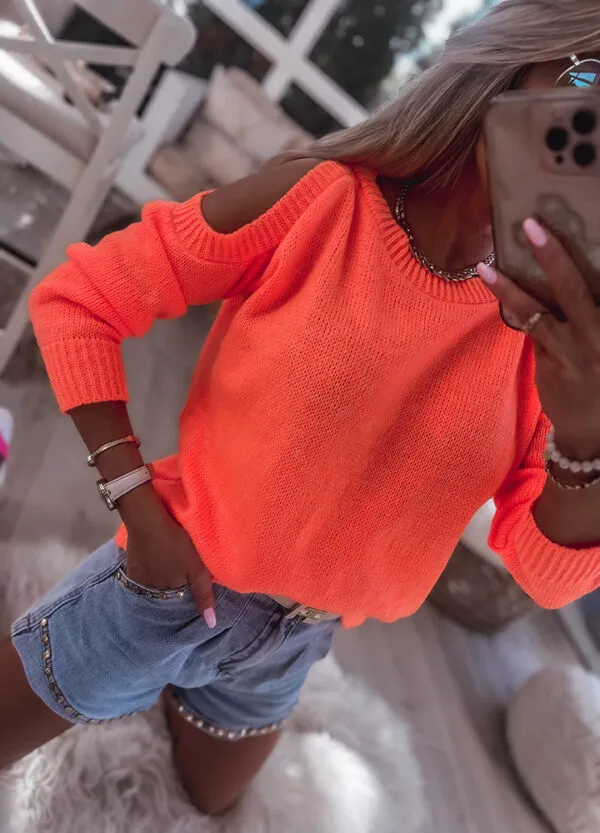 MY LUXE / SWETER Z ODKRYTYMI RAMIONAMI ORANGE-598029