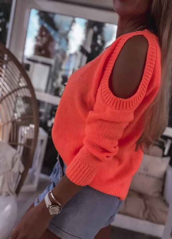 MY LUXE / SWETER Z ODKRYTYMI RAMIONAMI ORANGE-598027