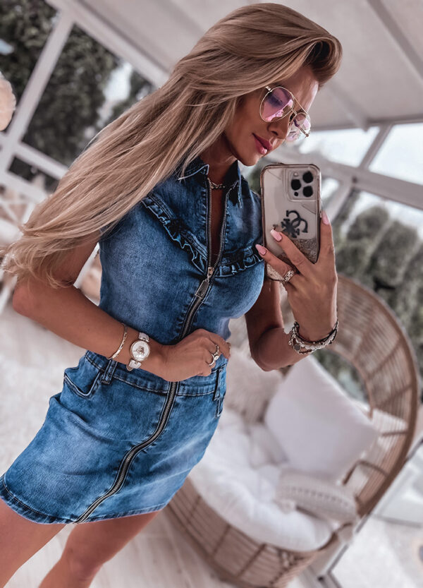 SUKIENKA JEANSOWA ZAPINANA NA ZAMEK DENIM-594658