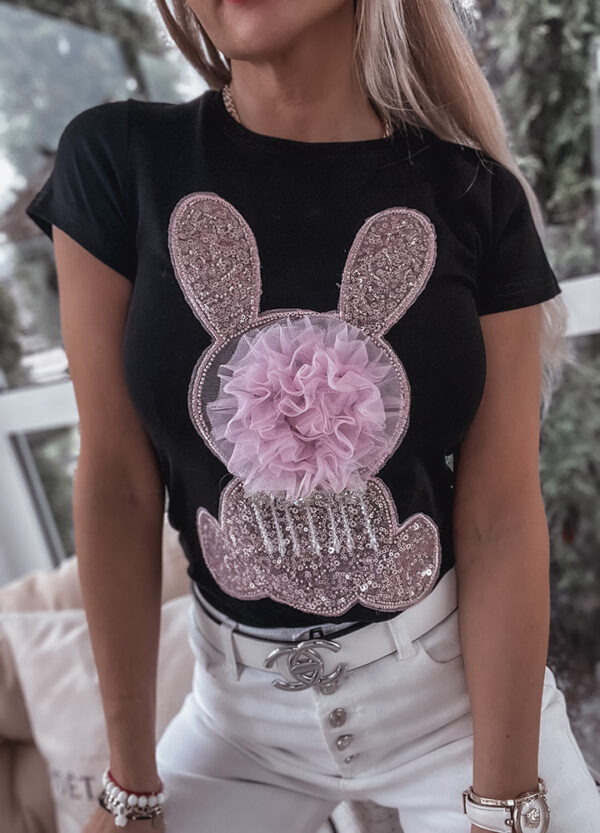 T-SHIRT Z CEKINAMI I TIULEM RABBIT-594117