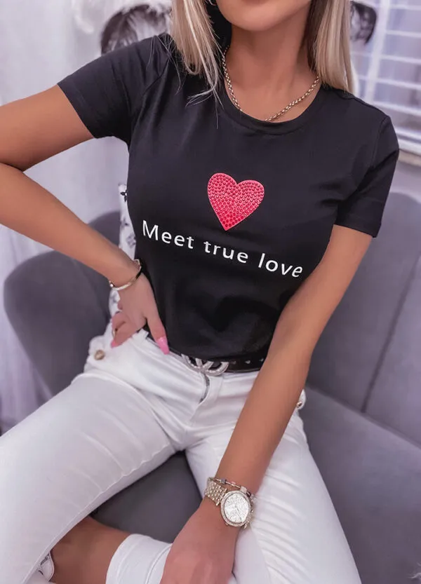 T-SHIRT Z APLIKACJĄ MEET LOVE-594598