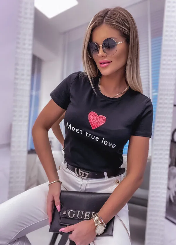 T-SHIRT Z APLIKACJĄ MEET LOVE-594599