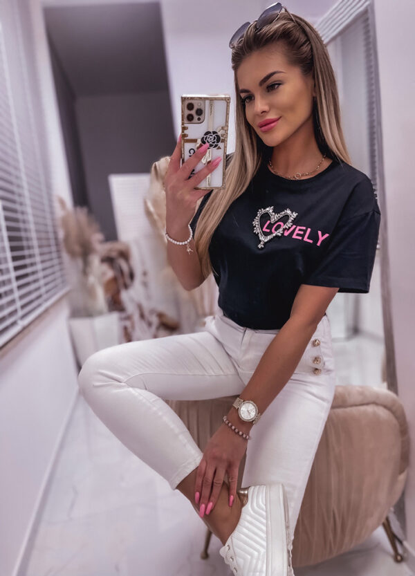 BAWEŁNIANY T-SHIRT / CEKINY LOVE-594924