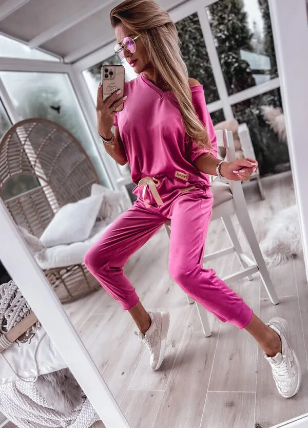 WELUROWY KOMPLET DRESOWY LUXURY PINK-601882