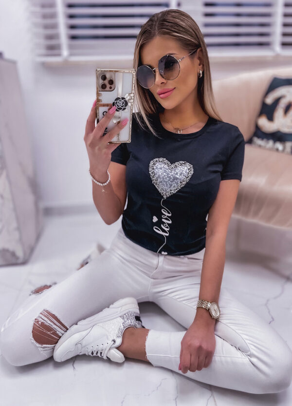 T-SHIRT HEART Z CEKINAMI-600887