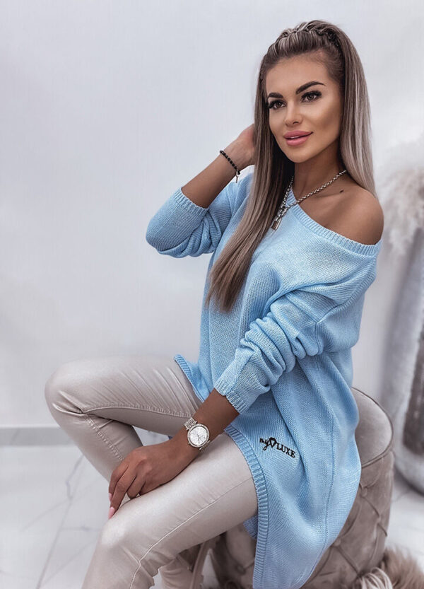 MY LUXE/ DŁUGI SWETER BABY BLUE-600681