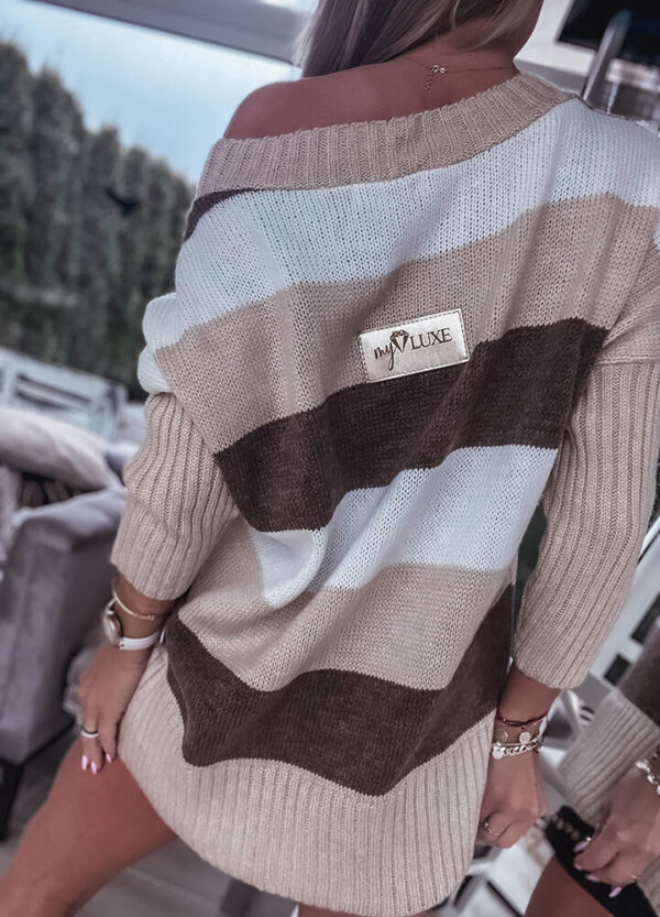 MY LUXE / SWETER W PASKI BROWN-609222