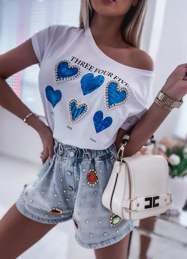 T-SHIRT Z APLIKACJAMI HEART-608721