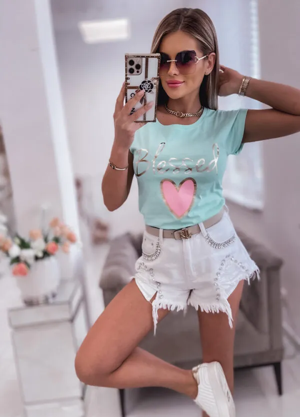 BAWEŁNIANY T-SHIRT MINT -606104