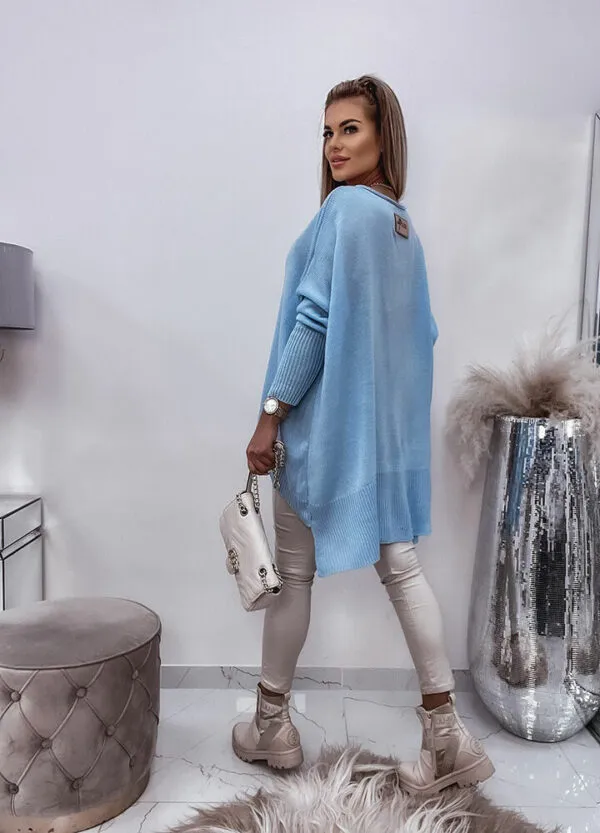 MY LUXE/ OVERSIZOWY SWETER BABY BLUE-611168