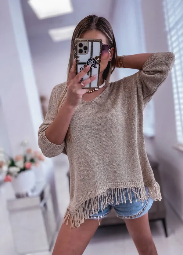 SWETER Z FRĘDZLAMI BOHO-613218