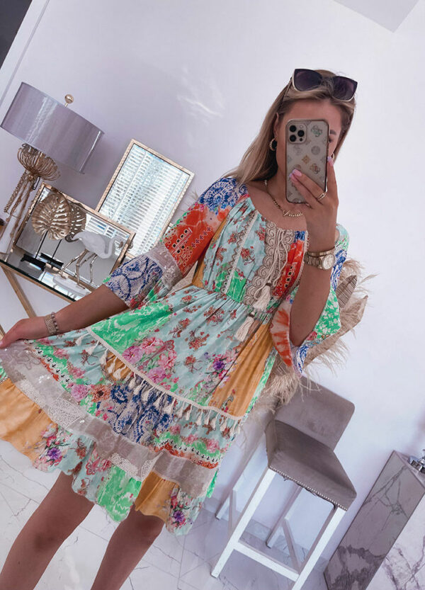 WZORZYSTA SUKIENKA COLORFUL BOHO-612853