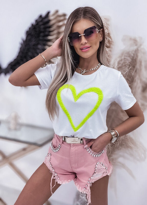 BLUZKA Z KRÓTKIM RĘKAWEM NEON HEART-613583