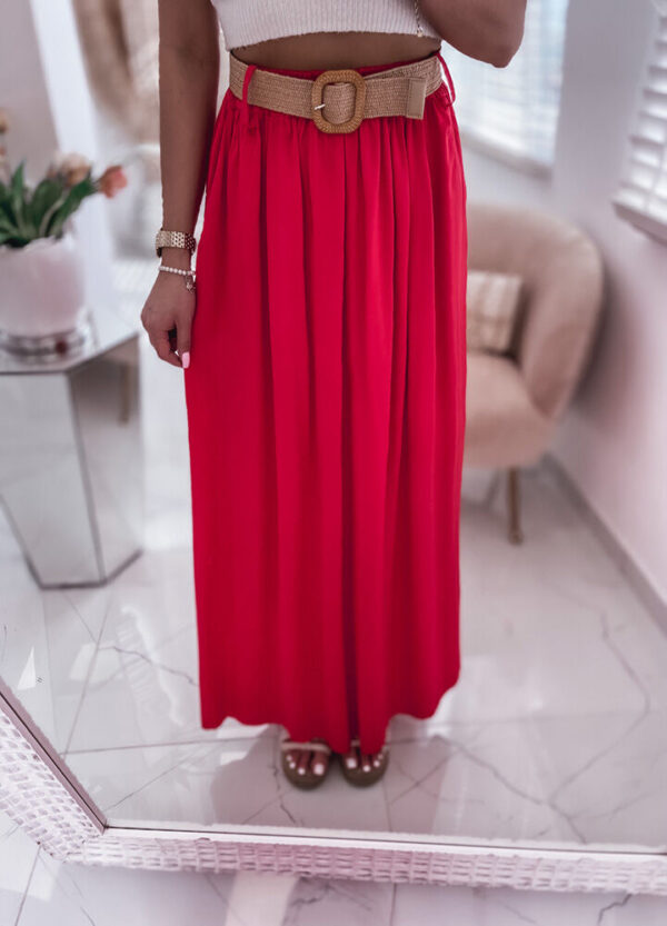 SPÓDNICA MAXI Z PASKIEM RED-621299