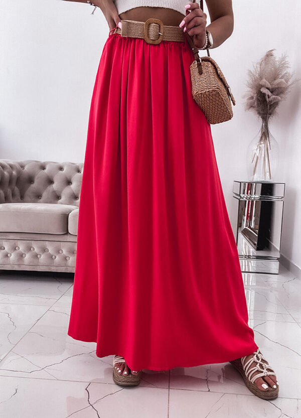 SPÓDNICA MAXI Z PASKIEM RED-621296