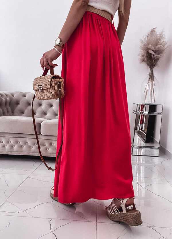 SPÓDNICA MAXI Z PASKIEM RED-621302