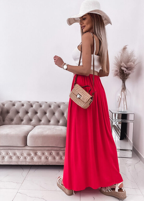 SPÓDNICA MAXI Z PASKIEM RED-621297