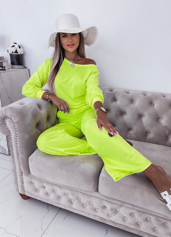 BAWEŁNIANY KOMPLET / BLUZA + SZEROKIE SPODNIE NEON-623570