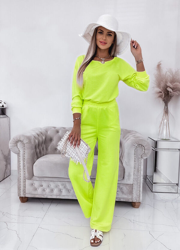 BAWEŁNIANY KOMPLET / BLUZA + SZEROKIE SPODNIE NEON-623574