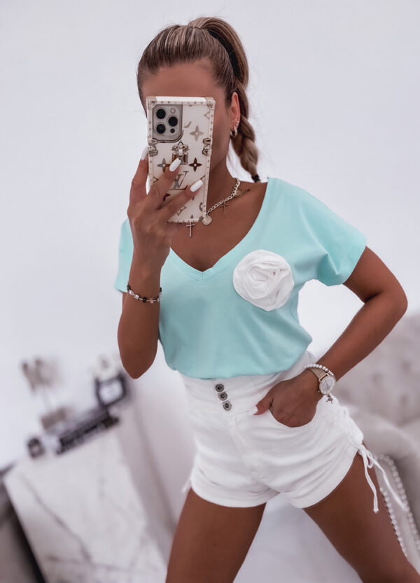 T-SHIRT Z DEKOLTEM V MINT-623428