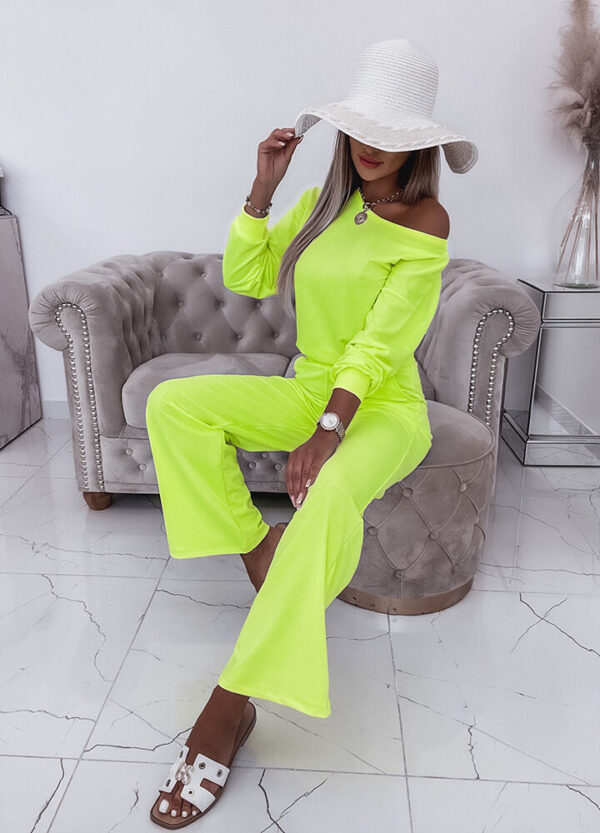 BAWEŁNIANY KOMPLET / BLUZA + SZEROKIE SPODNIE NEON-623577