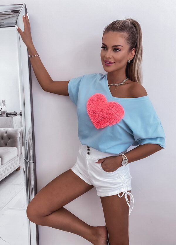 T-SHIRT Z APLIKACJĄ NEON HEART-623443