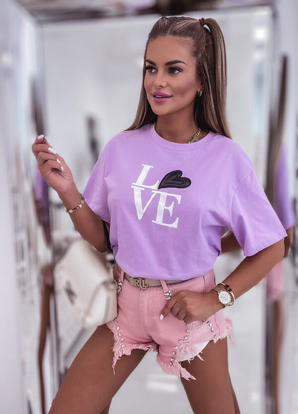 T-SHIRT Z NADRUKIEM LOVE LILA-0