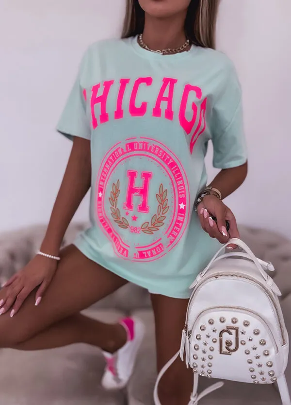 T-SHIRT Z NADRUKIEM CHICAGO MINT-629694