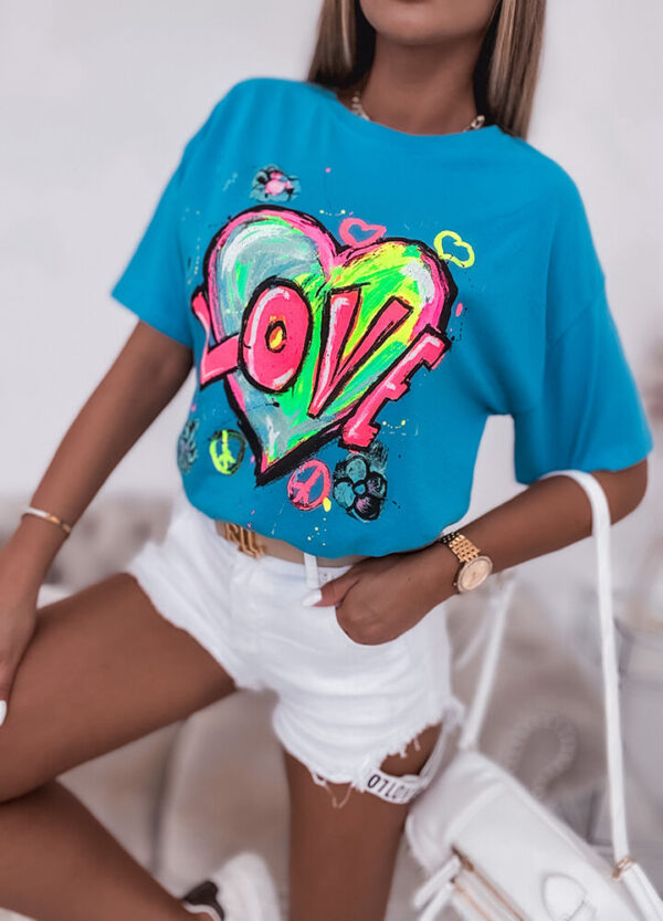 BAWEŁNIANY T-SHIRT GRAFFITI LOVE -631673