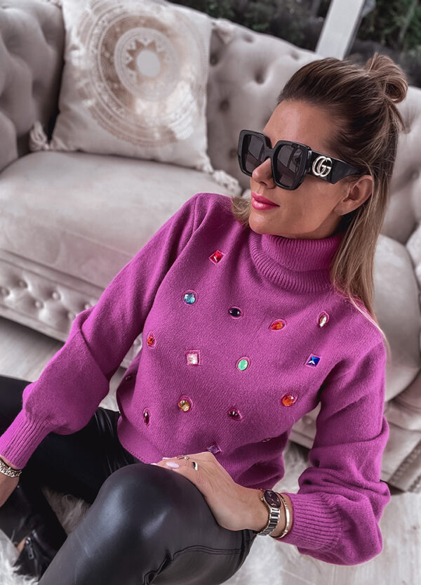 SWETER Z OZDOBNYMI KAMIENIAMI VIOLET-643303