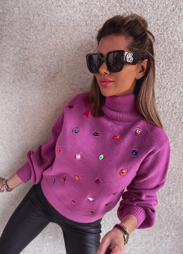 SWETER Z OZDOBNYMI KAMIENIAMI VIOLET-643301