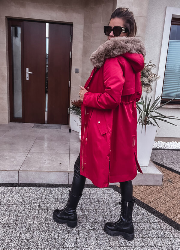 KURTKA PARKA OCIEPLANA FUTERKIEM RED-647757