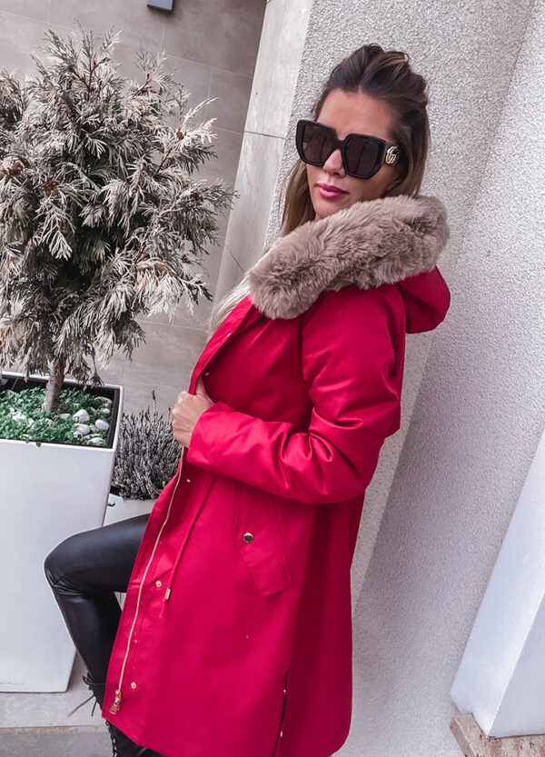 KURTKA PARKA OCIEPLANA FUTERKIEM RED-647760