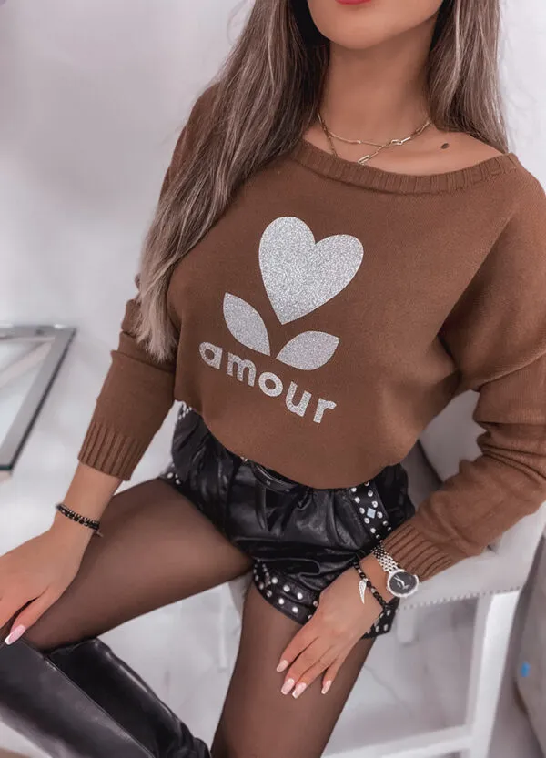 SWETER Z NADRUKIEM AMOUR-654963