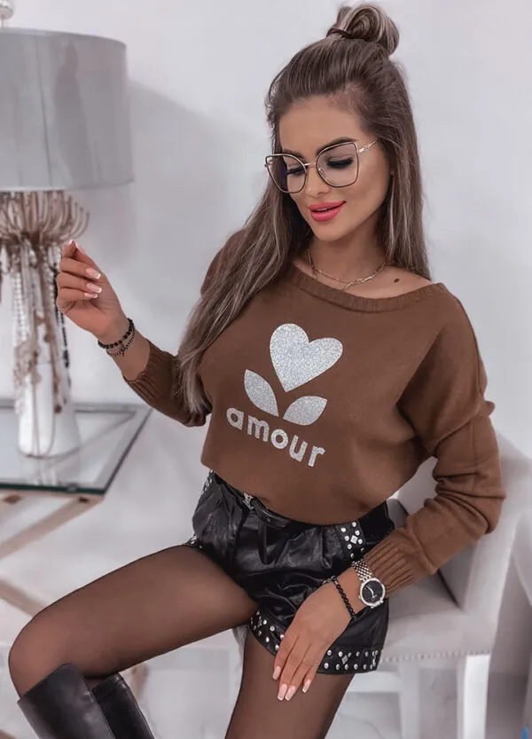 SWETER Z NADRUKIEM AMOUR-654966