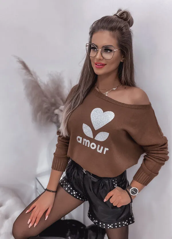 SWETER Z NADRUKIEM AMOUR-654967