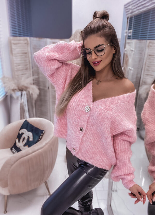 SWETER Z WEŁNĄ POWDER PINK-0