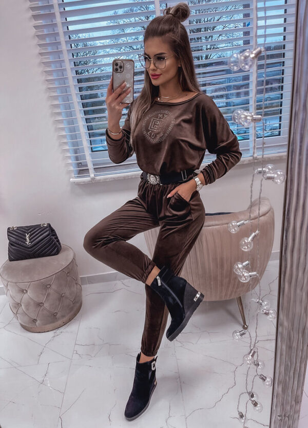 MY LUXE / WELUROWY KOMBINEZON BROWN-659558