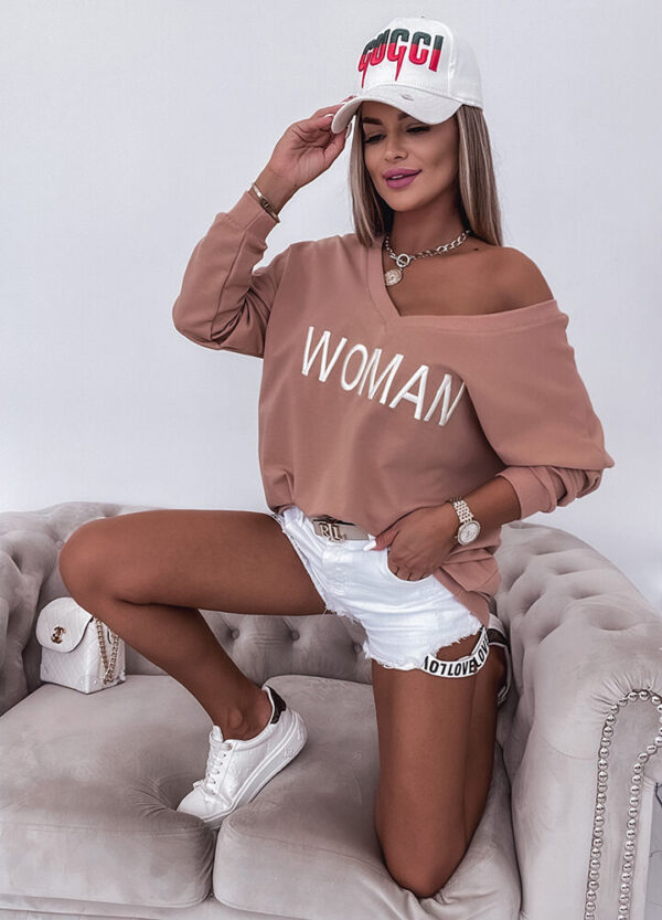 BAWEŁNIANA BLUZA Z NADRUKIEM NUDE-657595