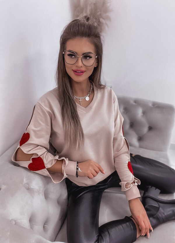 BAWEŁNIANA BLUZA Z OZDOBNYMI RĘKAWAMI HEARTS-656766