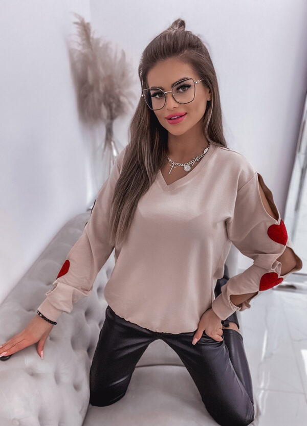 BAWEŁNIANA BLUZA Z OZDOBNYMI RĘKAWAMI HEARTS-656767