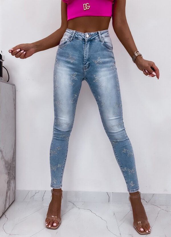 SPODNIE JEANSOWE Z CEKINAMI SLIM STAR-0