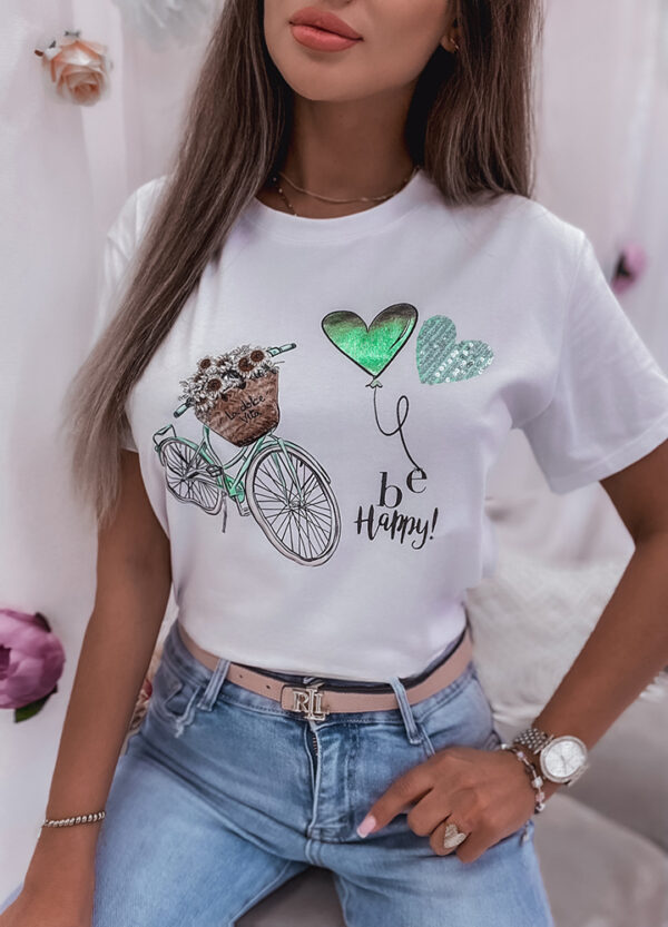 T-SHIRT Z NADRUKIEM BE HAPPY-666725