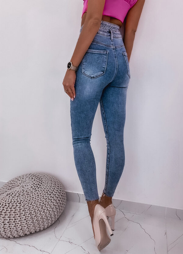 SPODNIE JEANSOWE Z CEKINAMI SLIM DENIM-667612