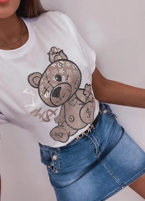 BAWEŁNIANY T-SHIRT BEAR Z CEKINAMI-667954