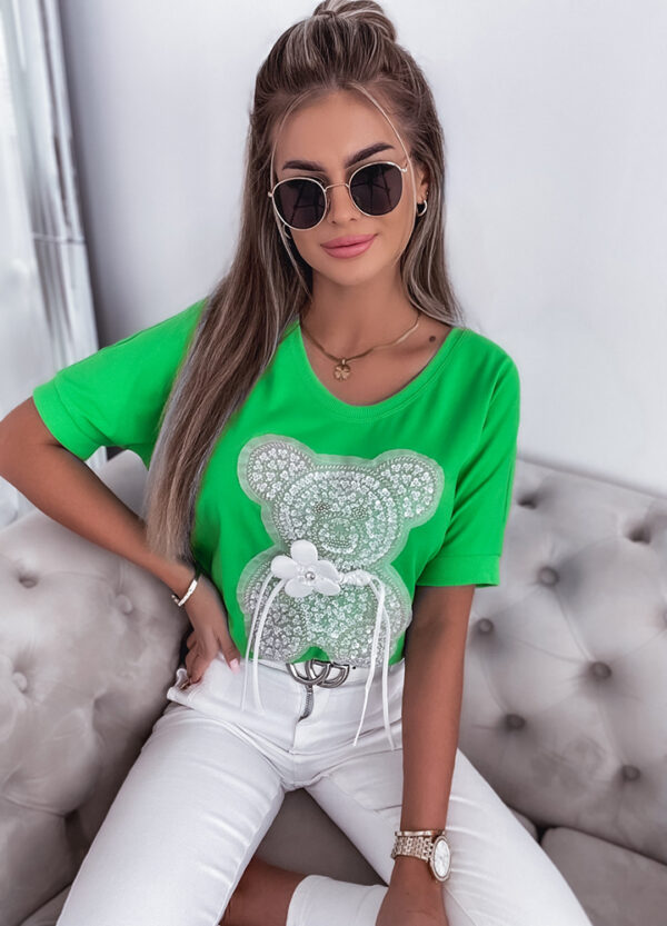 BLUZKA Z CEKINAMI BEAR GREEN-672212