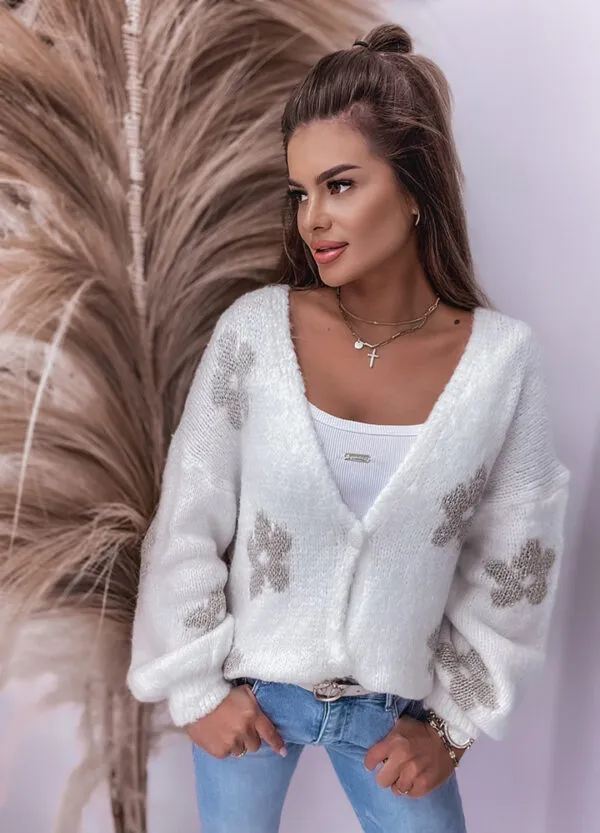 SWETER ZE ZŁOTĄ NITKĄ W KWIATY MOLLY-664061